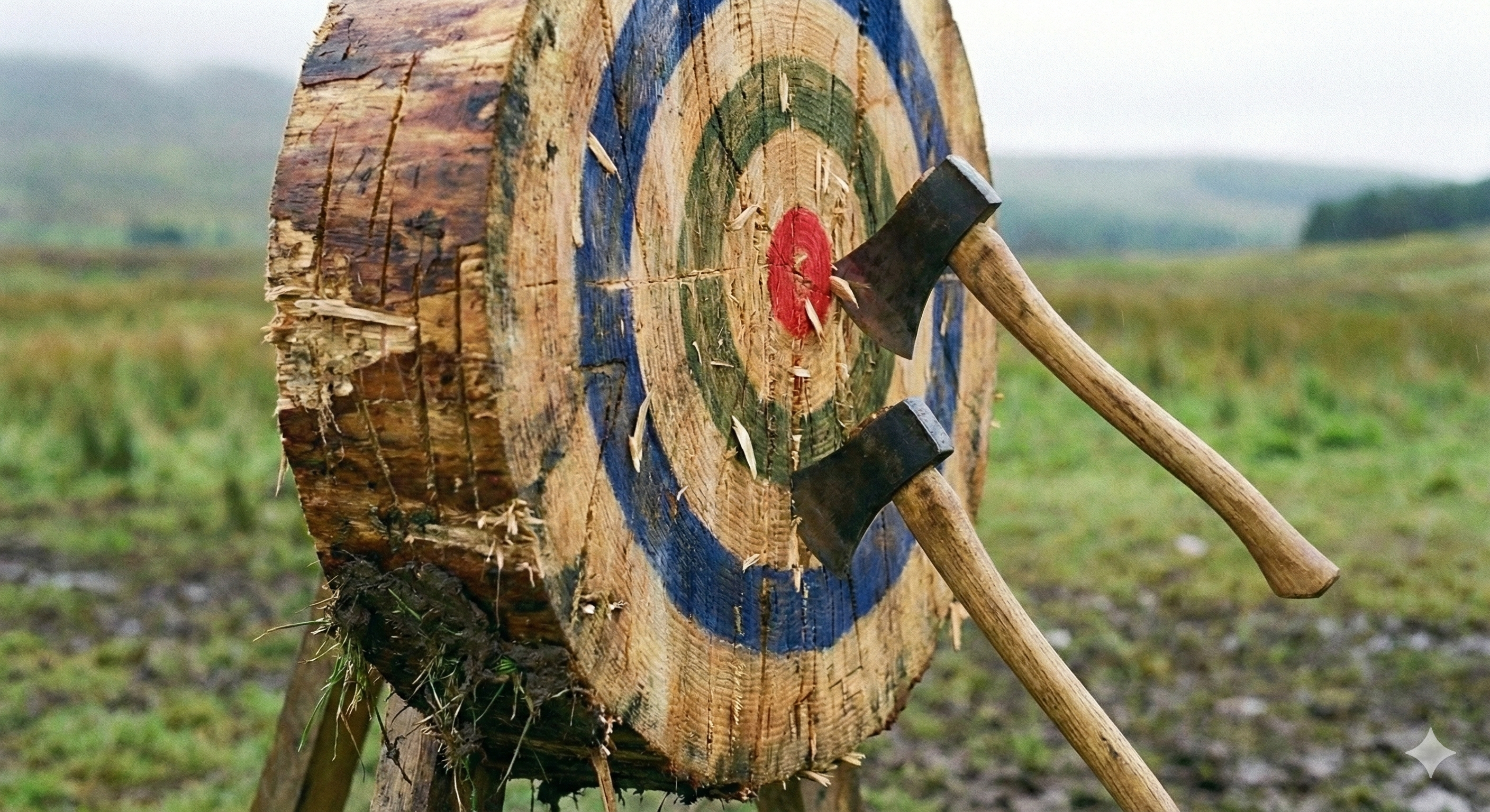 Highland Games: Baumstamm werfen während des Teamevents